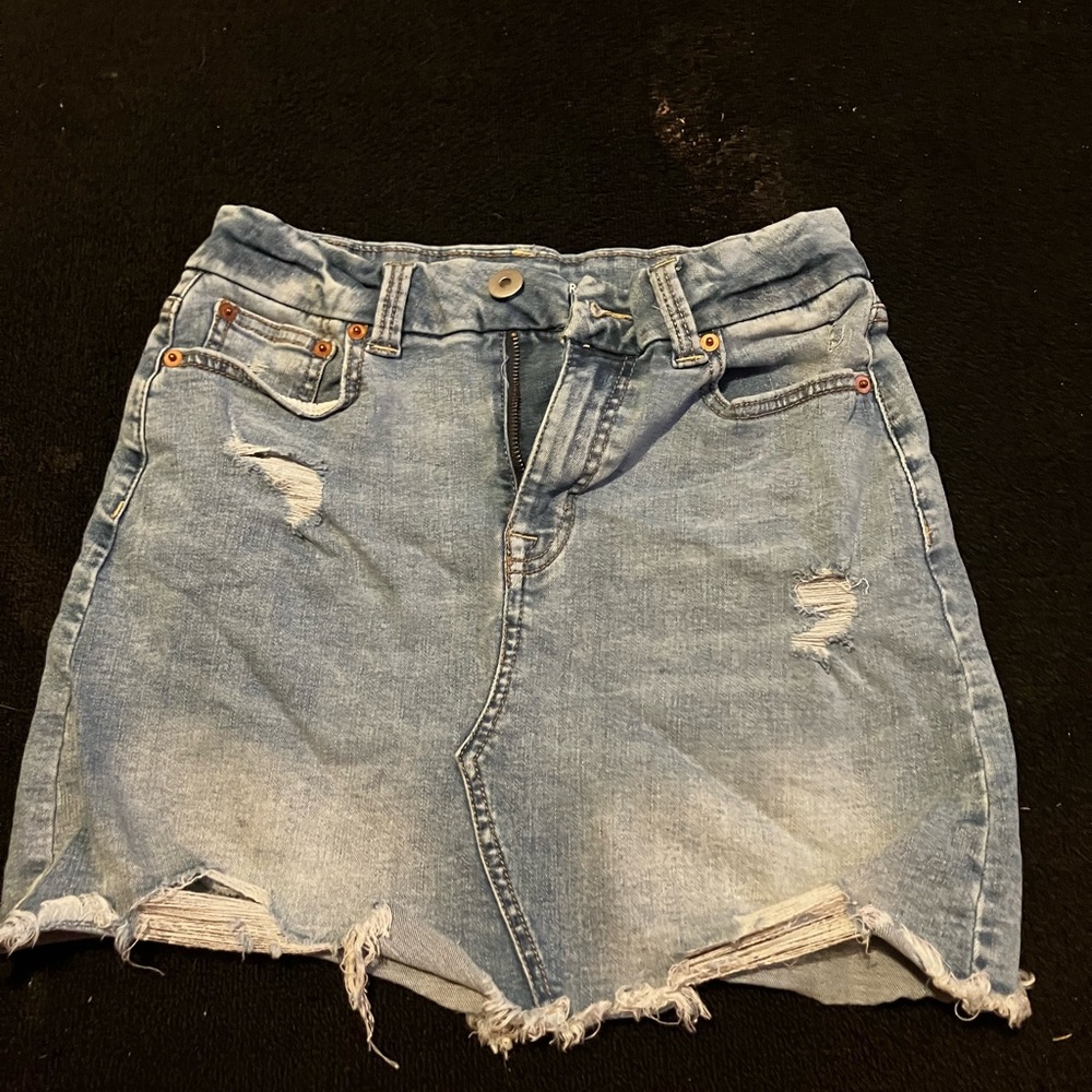 Denim Distressed Skirt